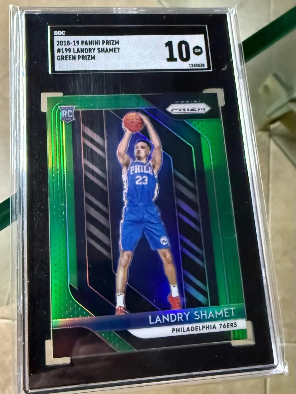 SGC 10 Graded 2018-19 Panini Prizm - Landry Shamet #199 Green Prizm (RC) rookie